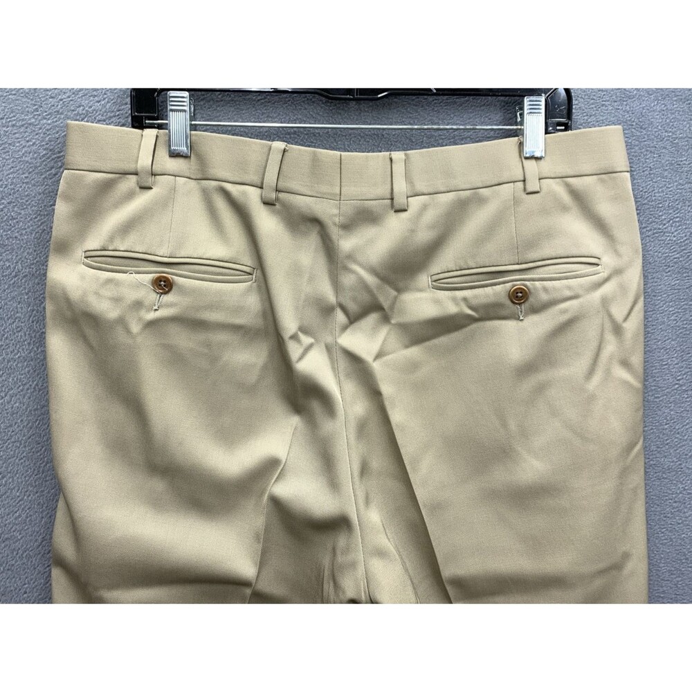 Brooks Brothers Mens Dress Pants Pleated Cuffed Beige Dry Clean Only Size 36X30 - Picture 8 of 16